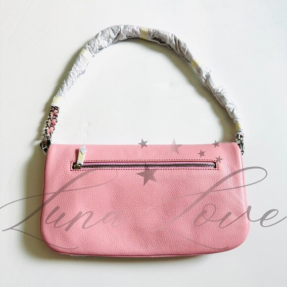 ZADIG & VOLTAIRE Logo Plaque Leather Shoulder Crossbody Bag In Rose NWT - Picture 5 of 9